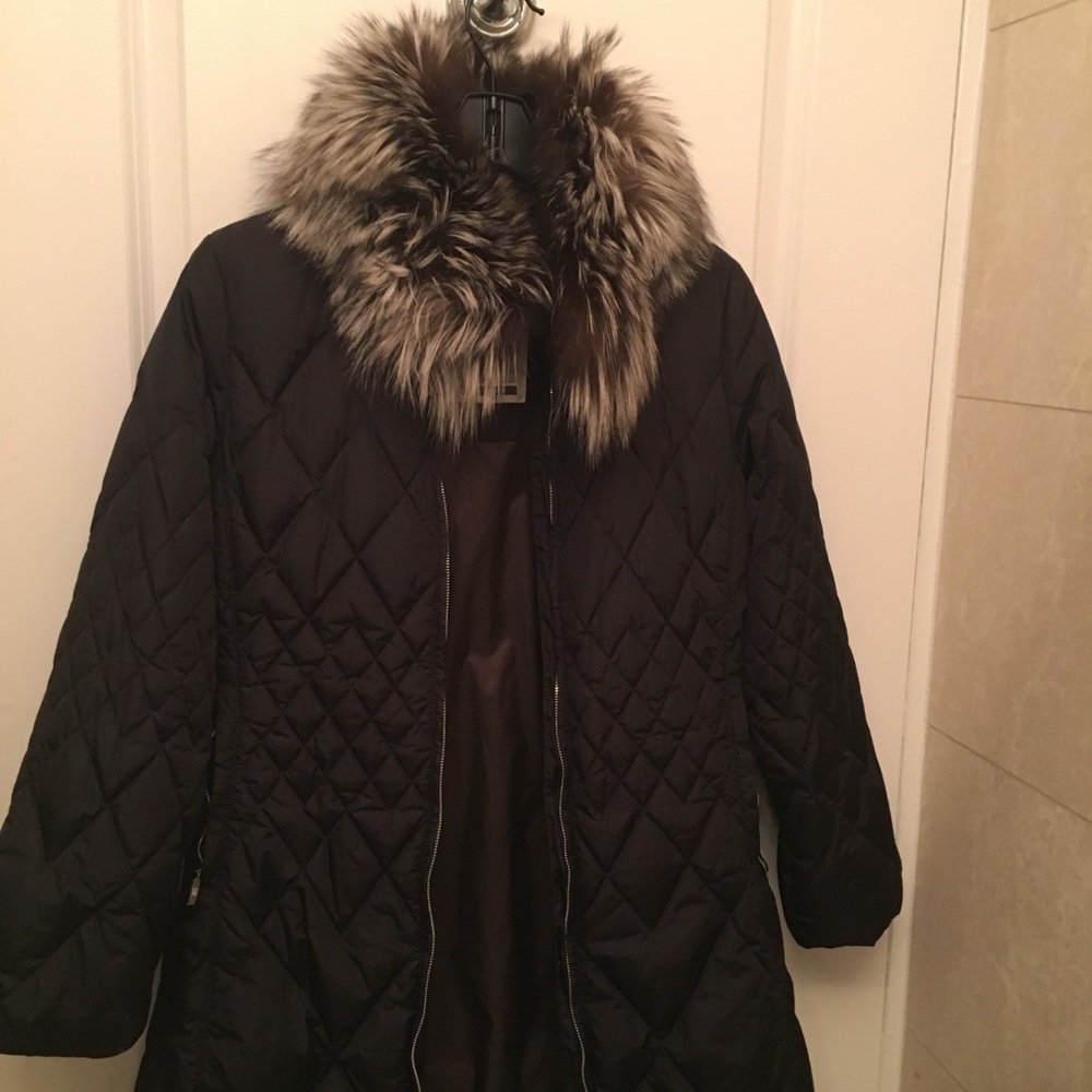 Post Card Real Down Jacket with Fur Collar